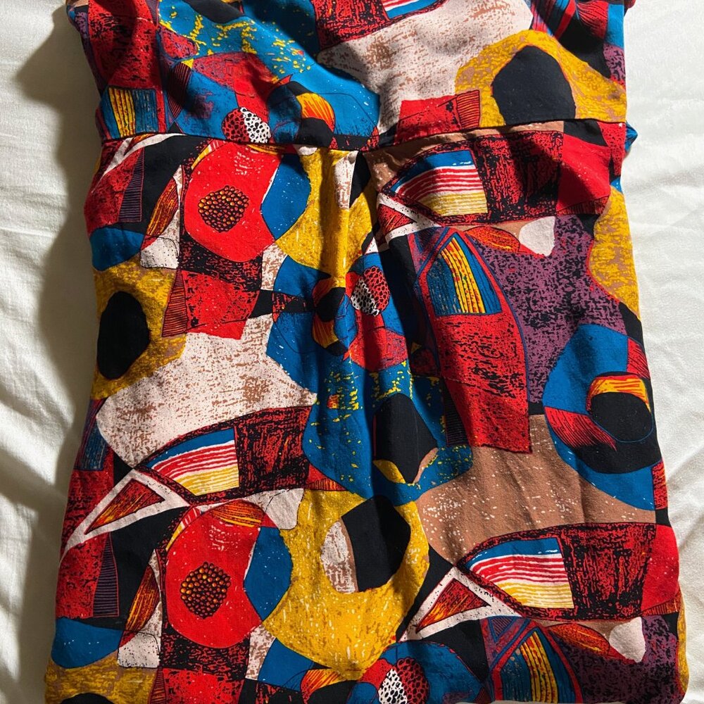 Abstract Print Button-Down Tunic - Picture 4 of 5